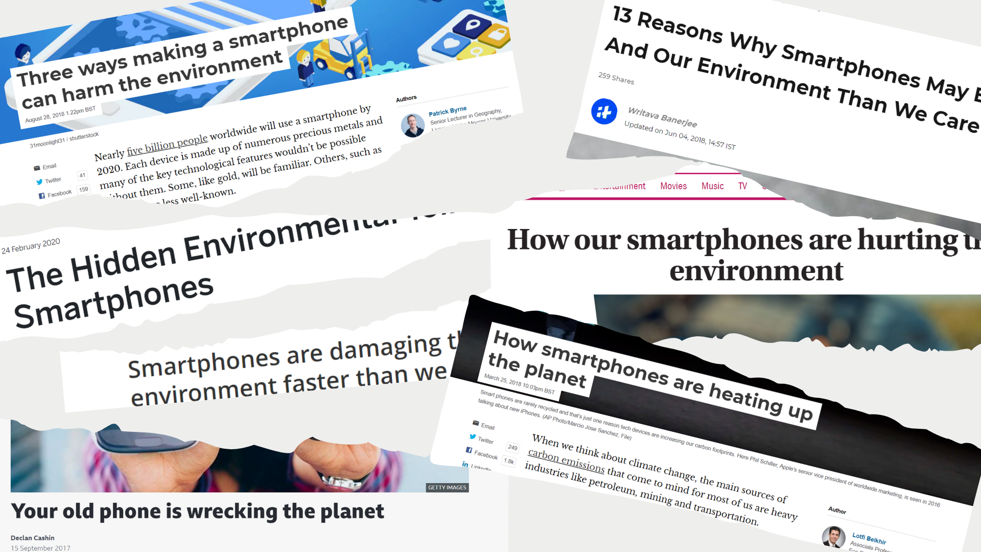 Headlines of smartphones' environmental effects